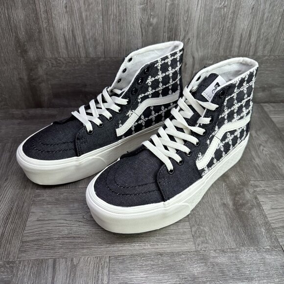 Vans Tapered Sk8-Hi Women's size 9.5 Dark Grey Denim Stacked Shoes - Picture 3 of 8